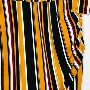 Plus Size Skinny,Striped Faux Wrap Dress